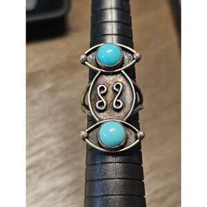 925 Sterling Silver Native American Navajo Turquoise Ring Mexico Sz 7.5 - 5.78g